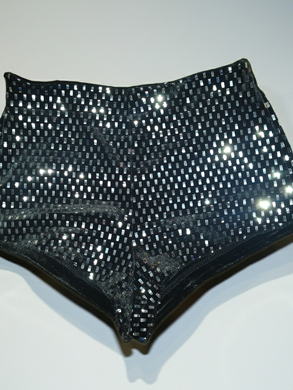 Black Sequin High-Waist Women's Shorts